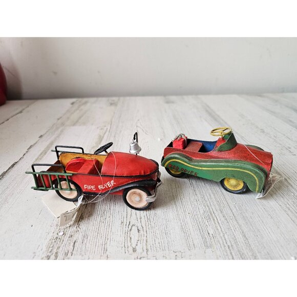 Fire flyer Red Rover metal car fire truck ornament set Xmas tree - Picture 1 of 11